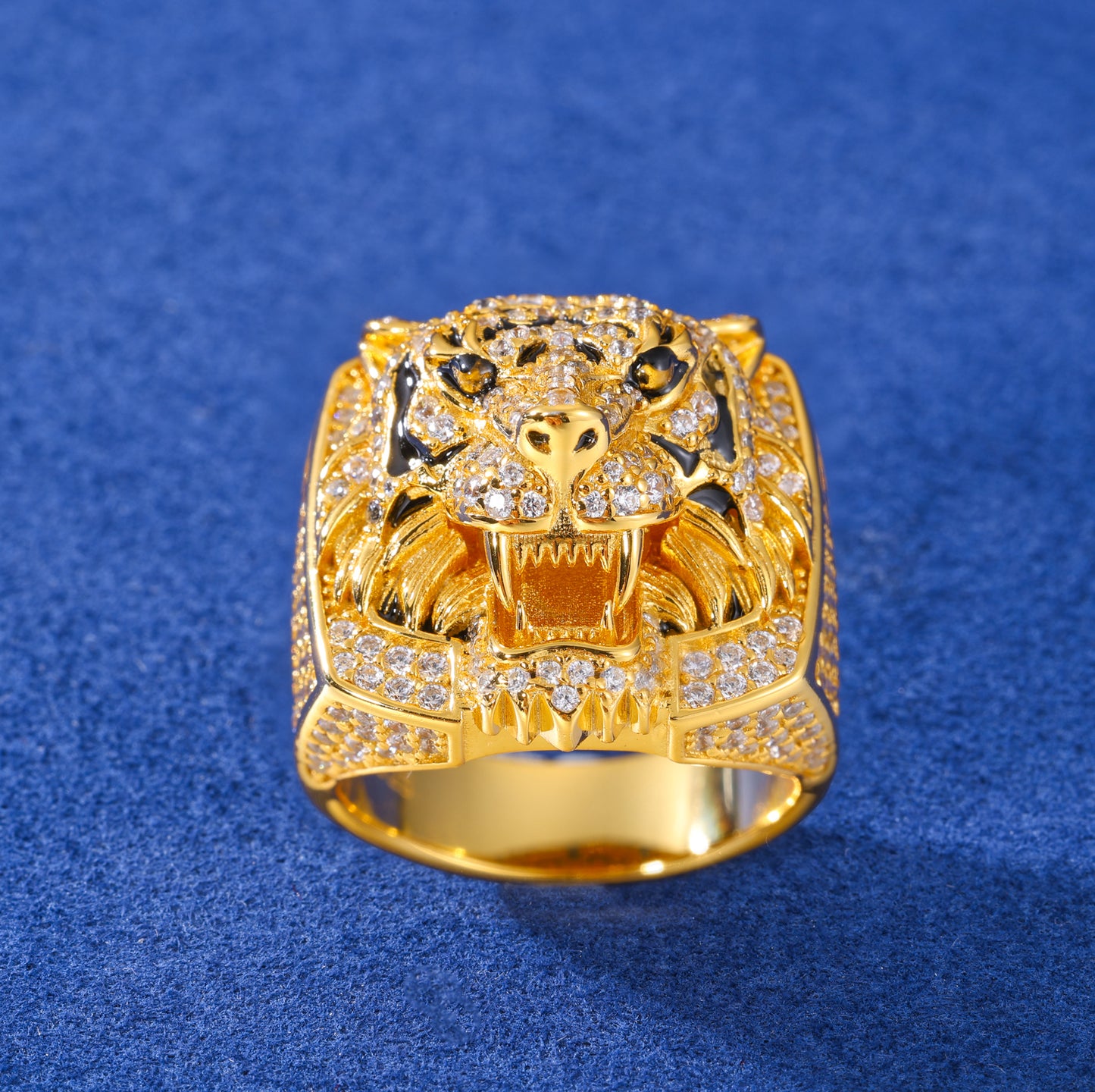 925 Silver Moissanite Tiger Head Statement Ring for Men TQR0397
