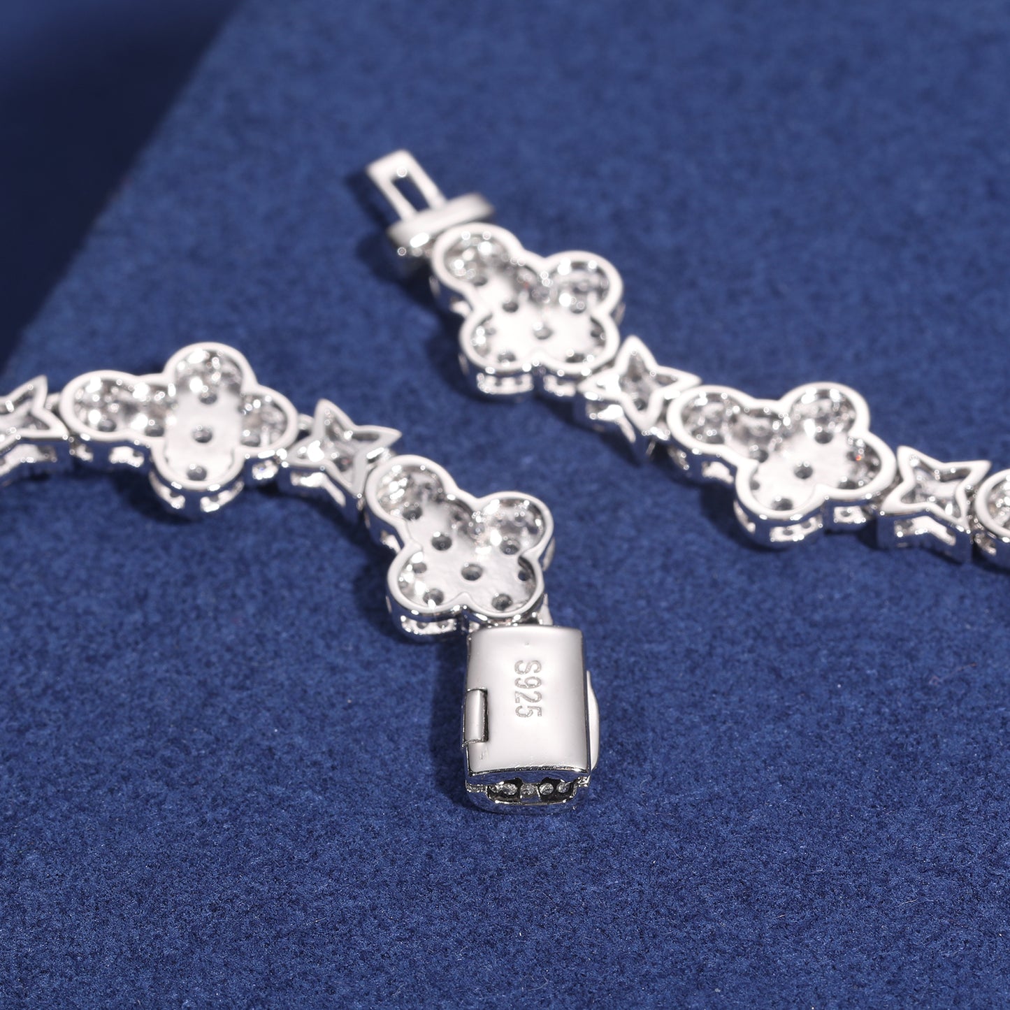 925 Silver Moissanite Clover Star Link Bracelet TQB0129