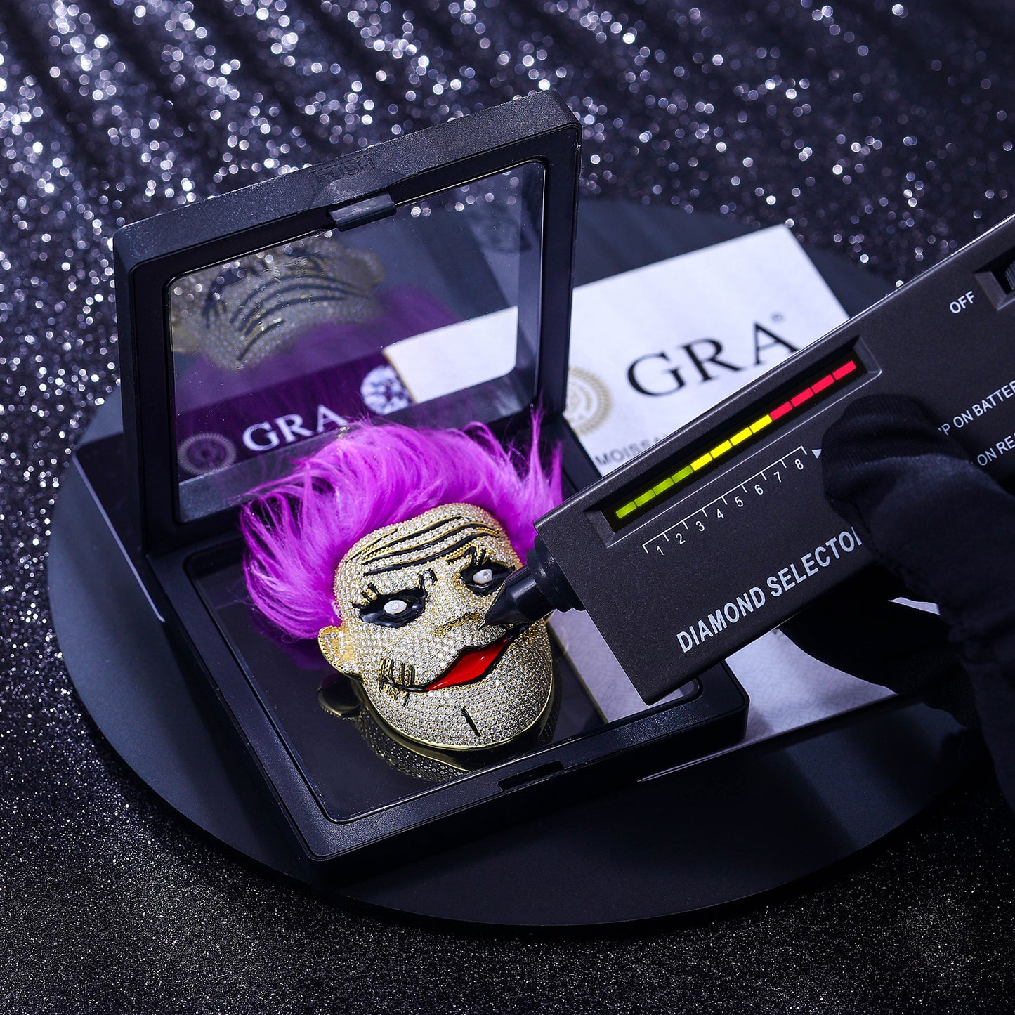 925 Silver Moissanite Purple Hair Clown Pendant TQP0266