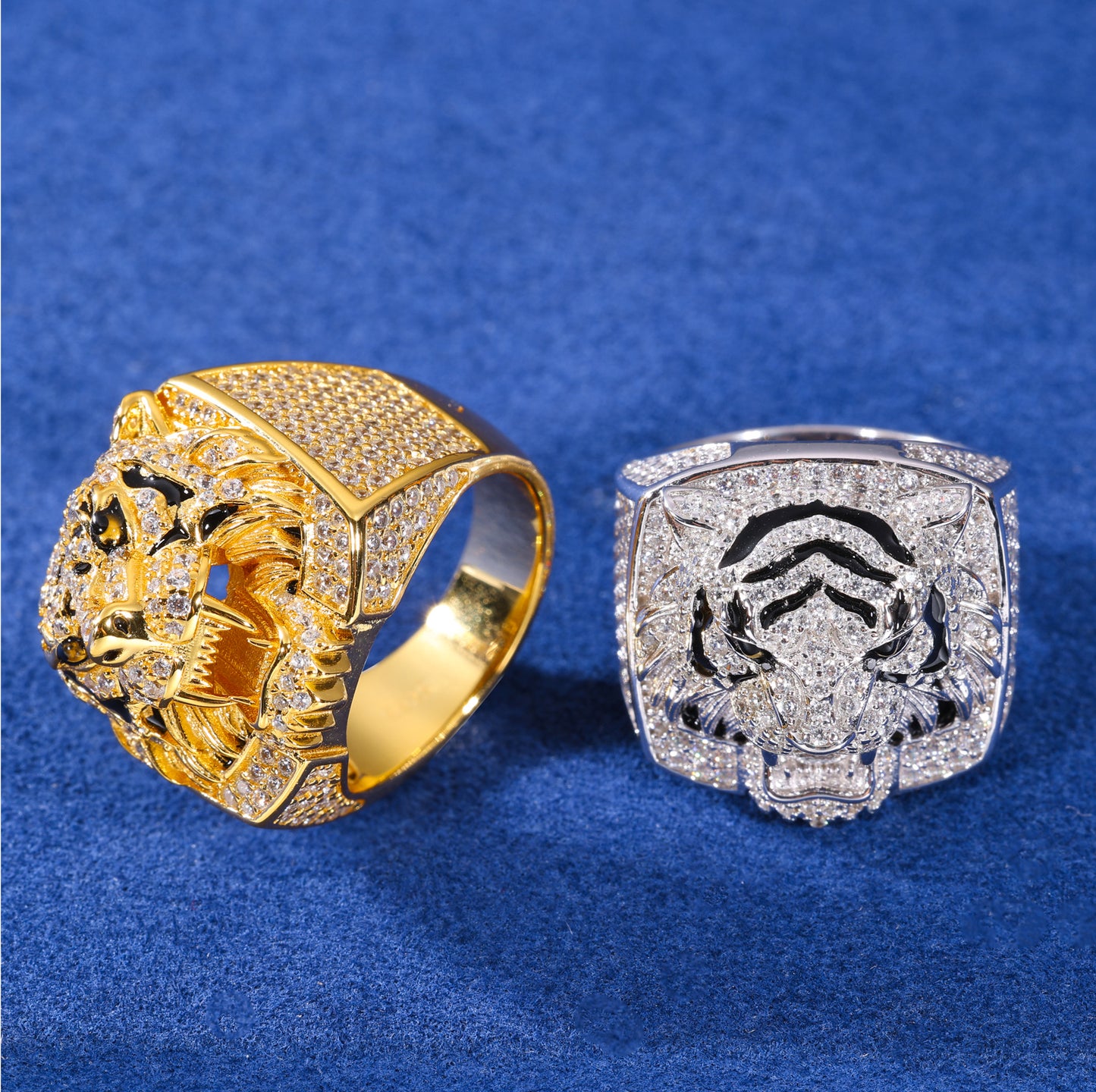 925 Silver Moissanite Tiger Head Statement Ring for Men TQR0397