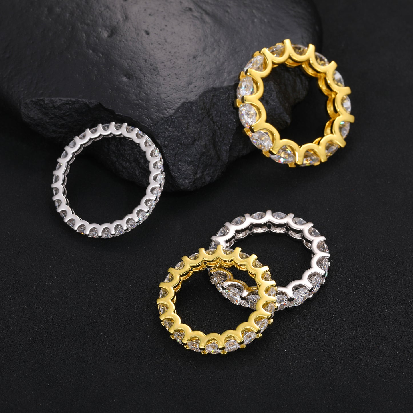 925 Silver Moissanite Shared Prong Eternity Ring TQR0062