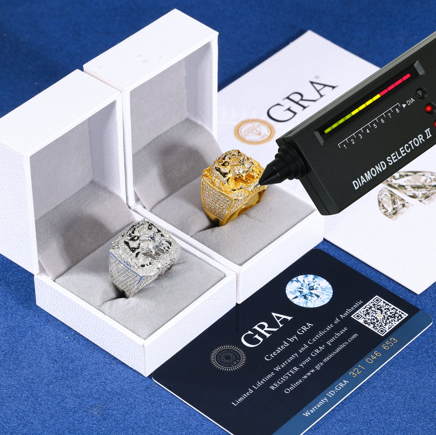 925 Silver Moissanite Tiger Head Statement Ring for Men TQR0397