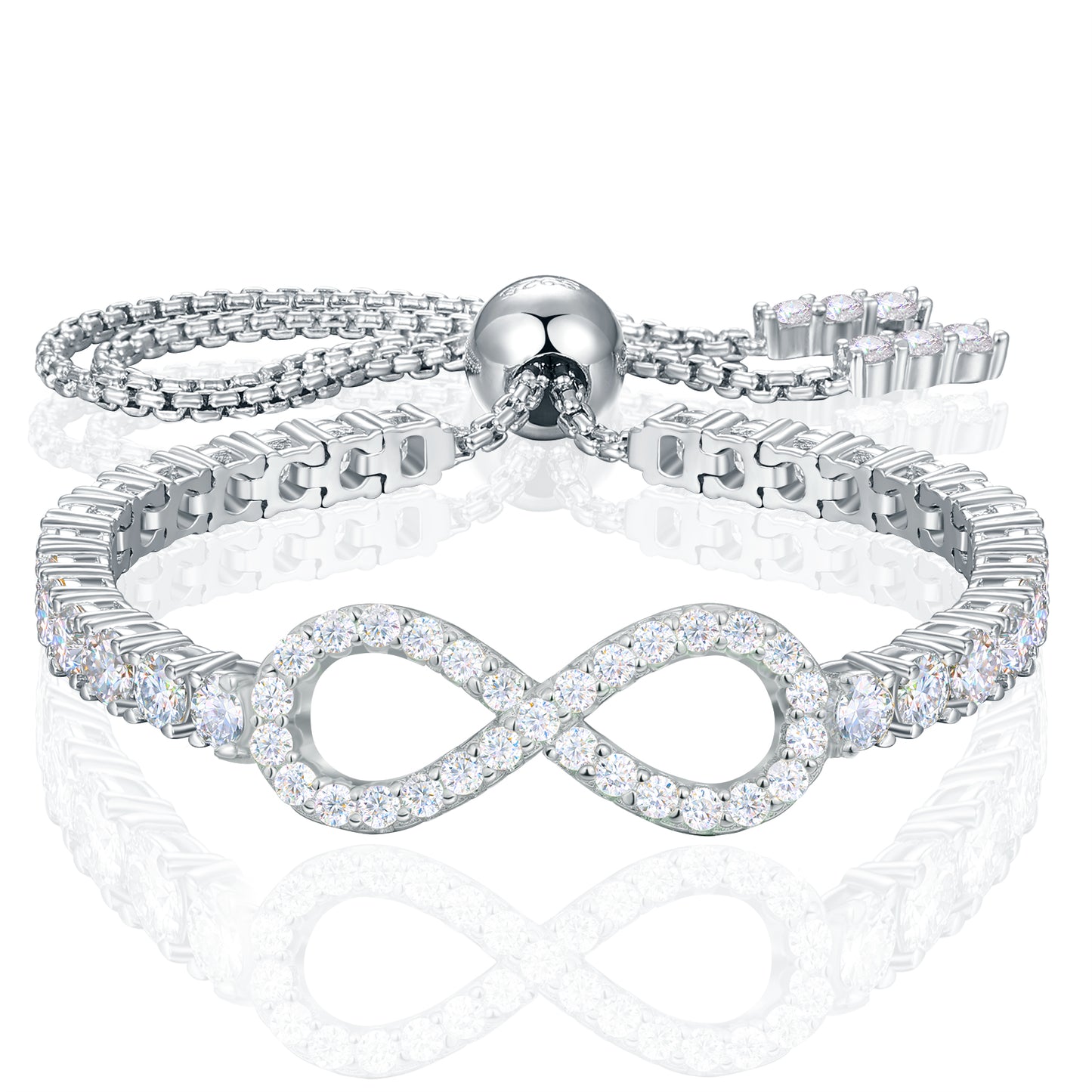925 Silver Moissanite Infinity Adjustable Tennis Bracelet for Women TQB0330