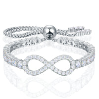 925 Silver Moissanite Infinity Adjustable Tennis Bracelet for Women TQB0330