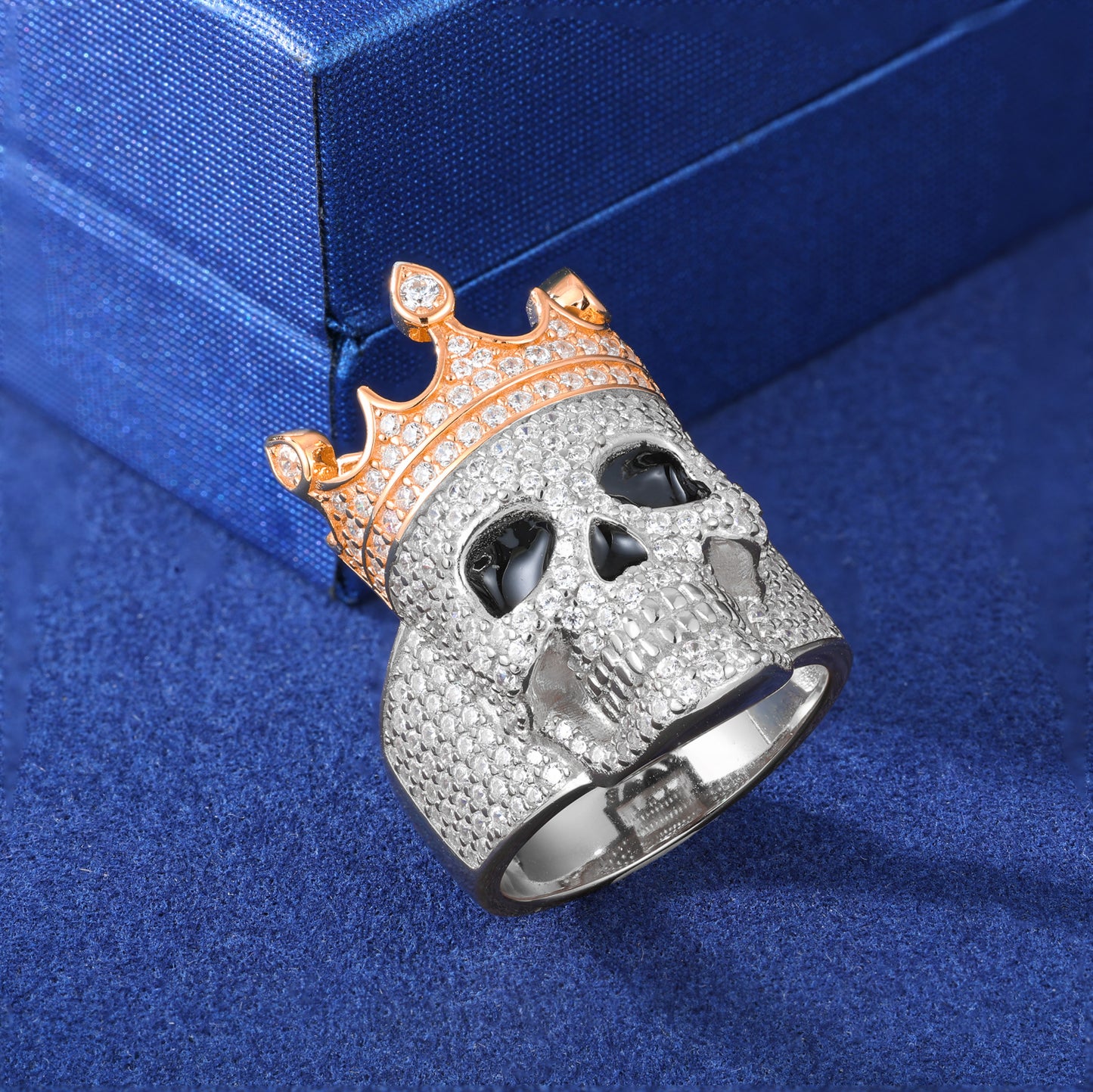 925 Silver Moissanite Crown Skull Statement Ring for Men TQR0361