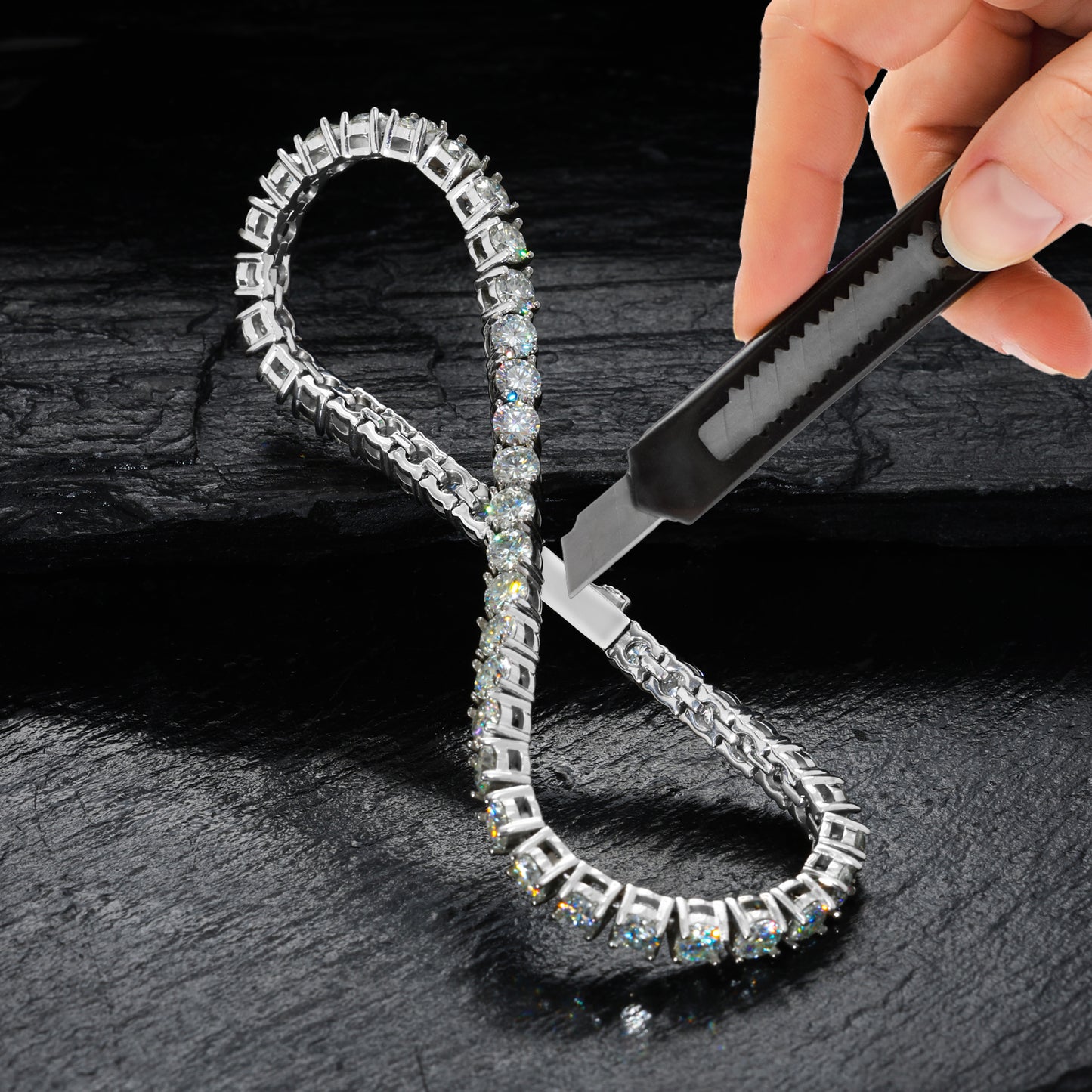 Moissanite Tennis Bracelet with Durable Stainless Steel Setting SMB0001