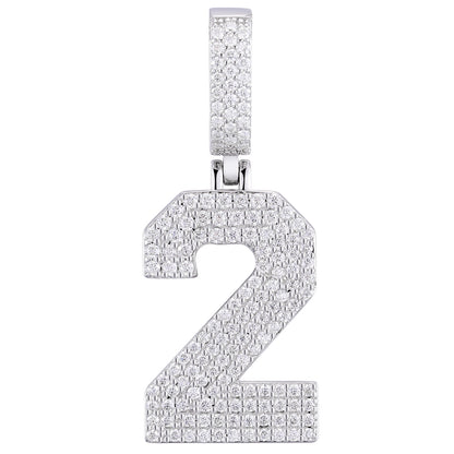 925 Silver Moissanite Iced Out Number Pendant TQP0170