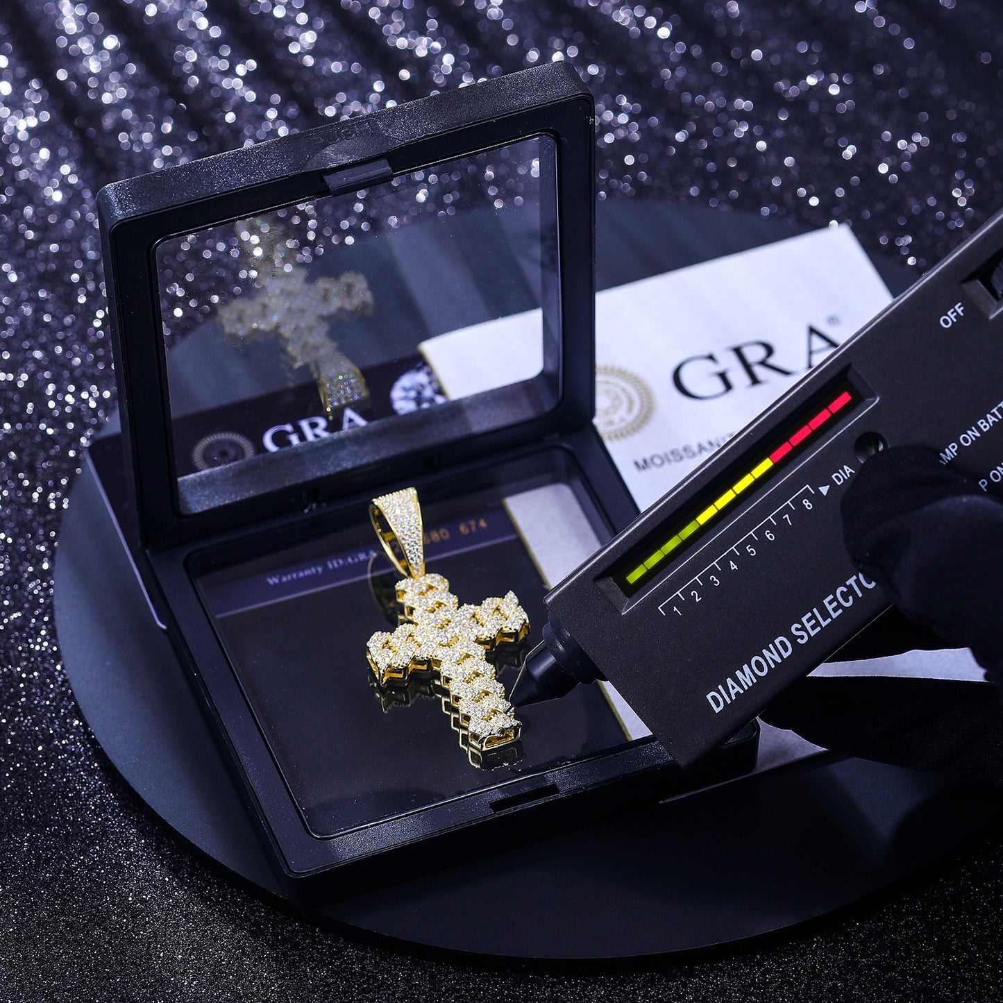925 Silver Moissanite Cluster Cross Pendant TQP0259