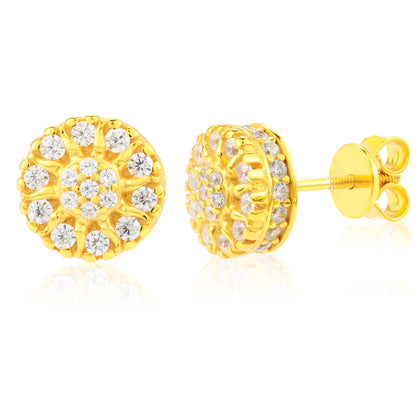 925 Silver Moissanite Sunburst Cluster Stud Earrings TQE0581