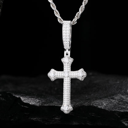 925 Silver Moissanite Bone Cross Pendant TQP0439