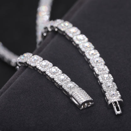 925 Silver Moissanite Square Halo Tennis Bracelet TQB0242
