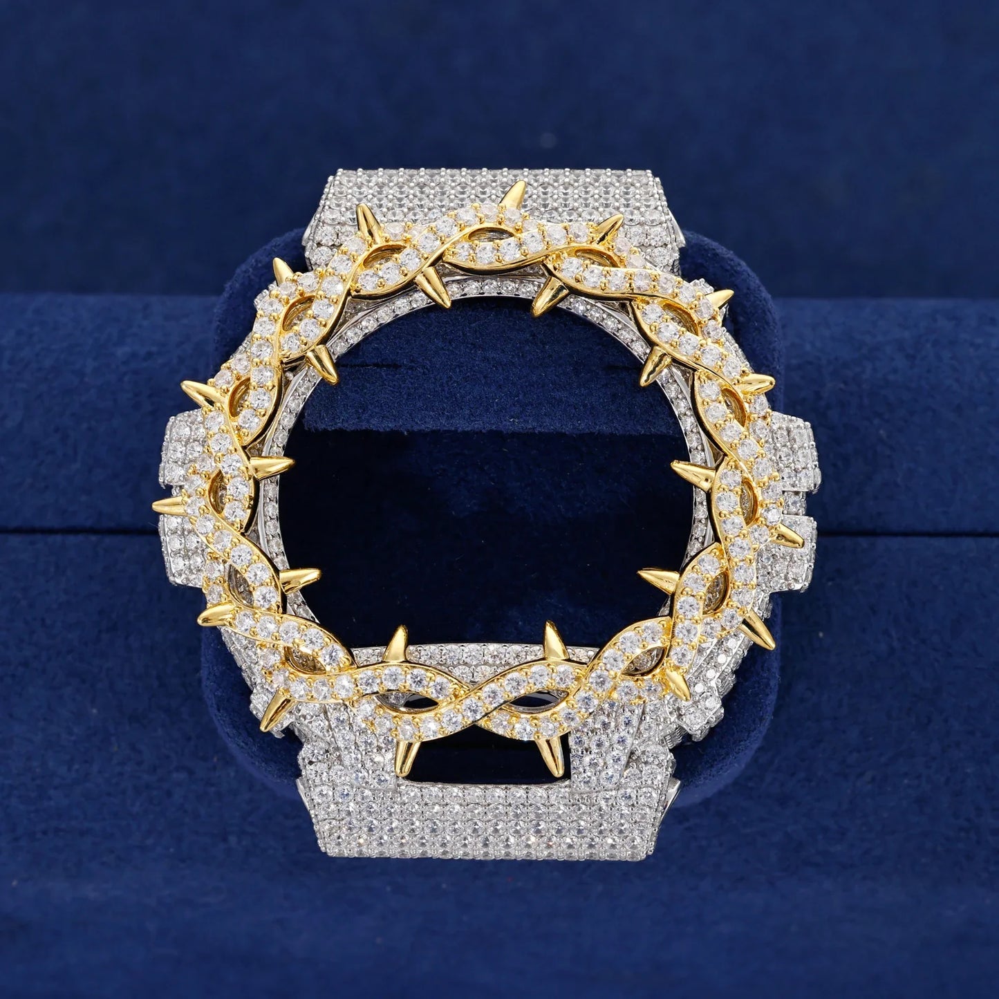 Barbed Wire Iced Out Moissanite 925 Silver Watch Case for DW6900 TQW0037