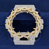 Barbed Wire Iced Out Moissanite 925 Silver Watch Case for DW6900 TQW0037
