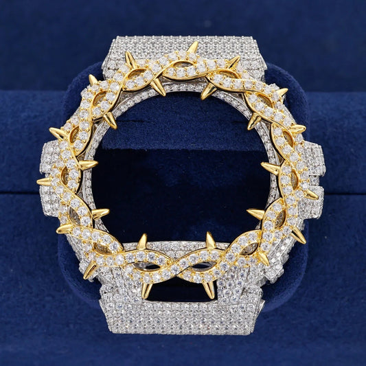 Barbed Wire Iced Out Moissanite 925 Silver Watch Case for DW6900 TQW0037