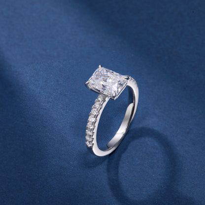 925 Silver Moissanite Radiant Cut Engagement Ring 1.5 to 4CT for Women TQR0433
