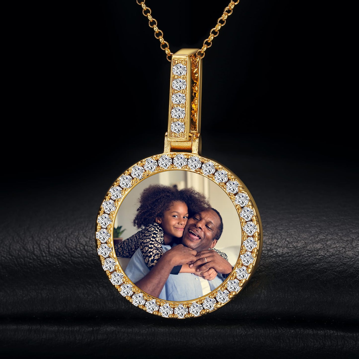 Mens 925 Silver Moissanite Custom Photo Pendant TQP0097
