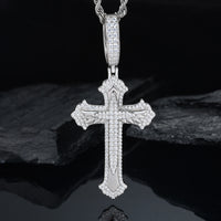 925 Silver Moissanite Feather Cross Pendant for Men TQP0681