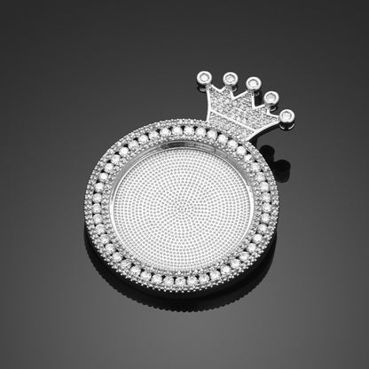 Custom Crown Photo Pendant Iced Round Picture Jewelry CZP0492