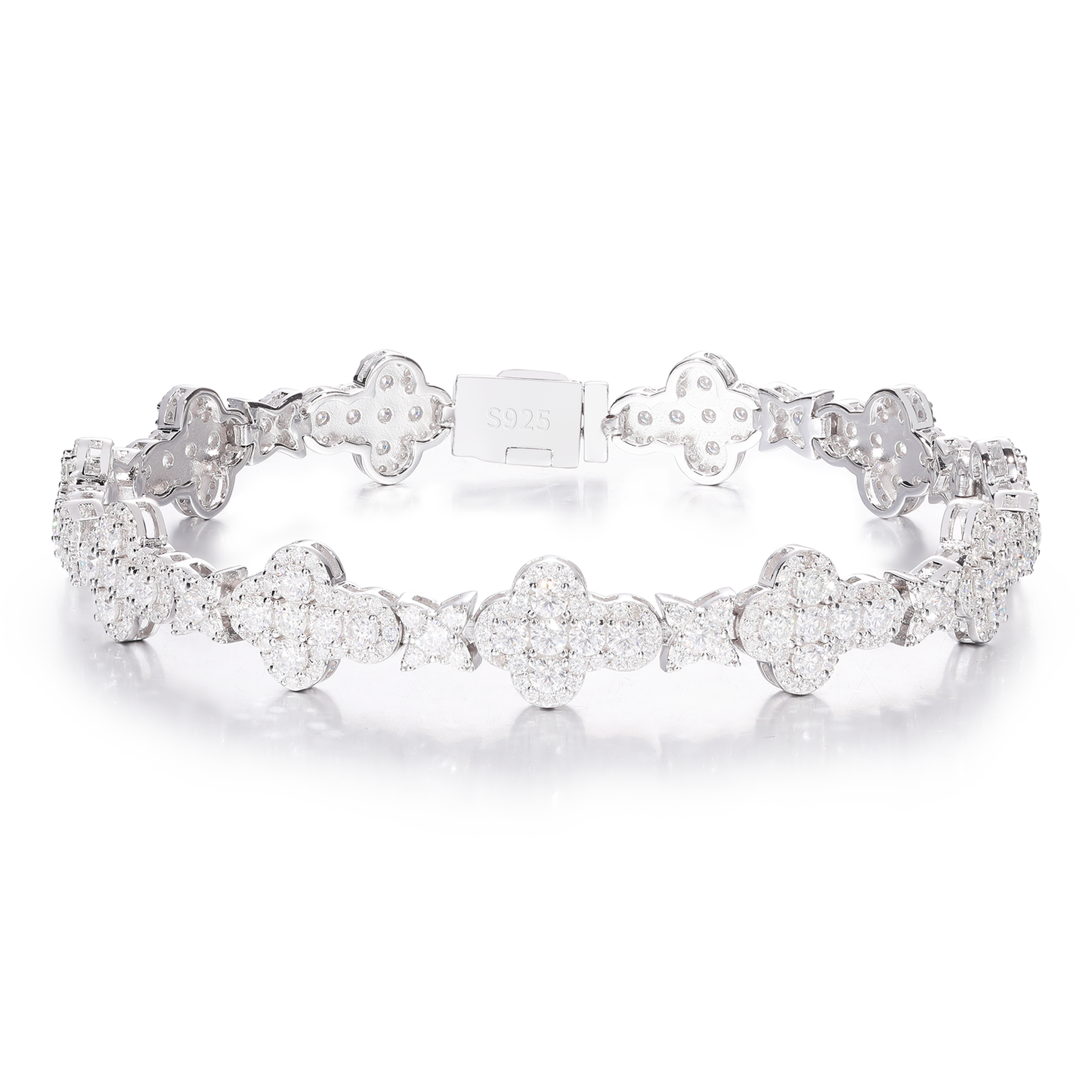 925 Silver Moissanite Clover Star Link Bracelet TQB0129