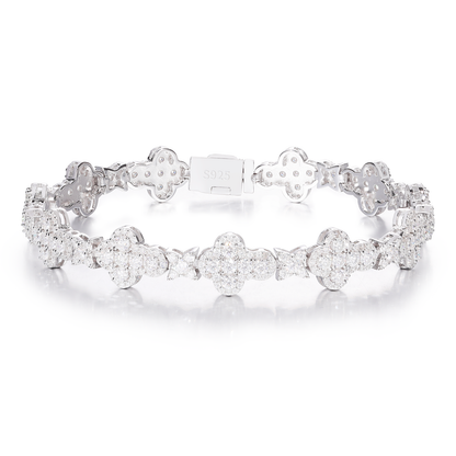925 Silver Moissanite Clover Star Link Bracelet TQB0129
