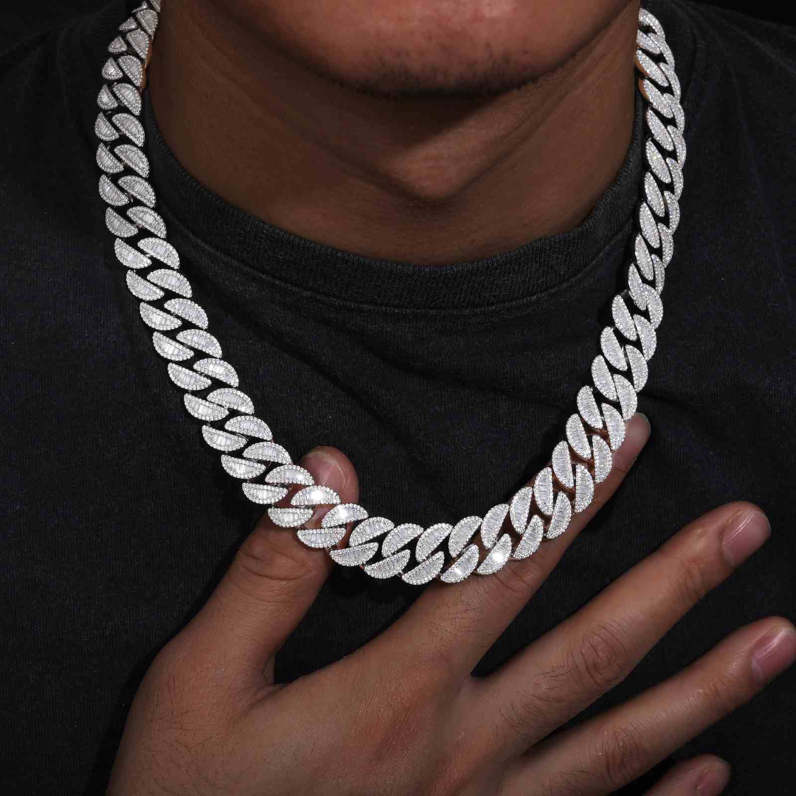 15mm Baguette Cuban Link Chain