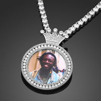 Custom Crown Photo Pendant Iced Round Picture Jewelry CZP0492