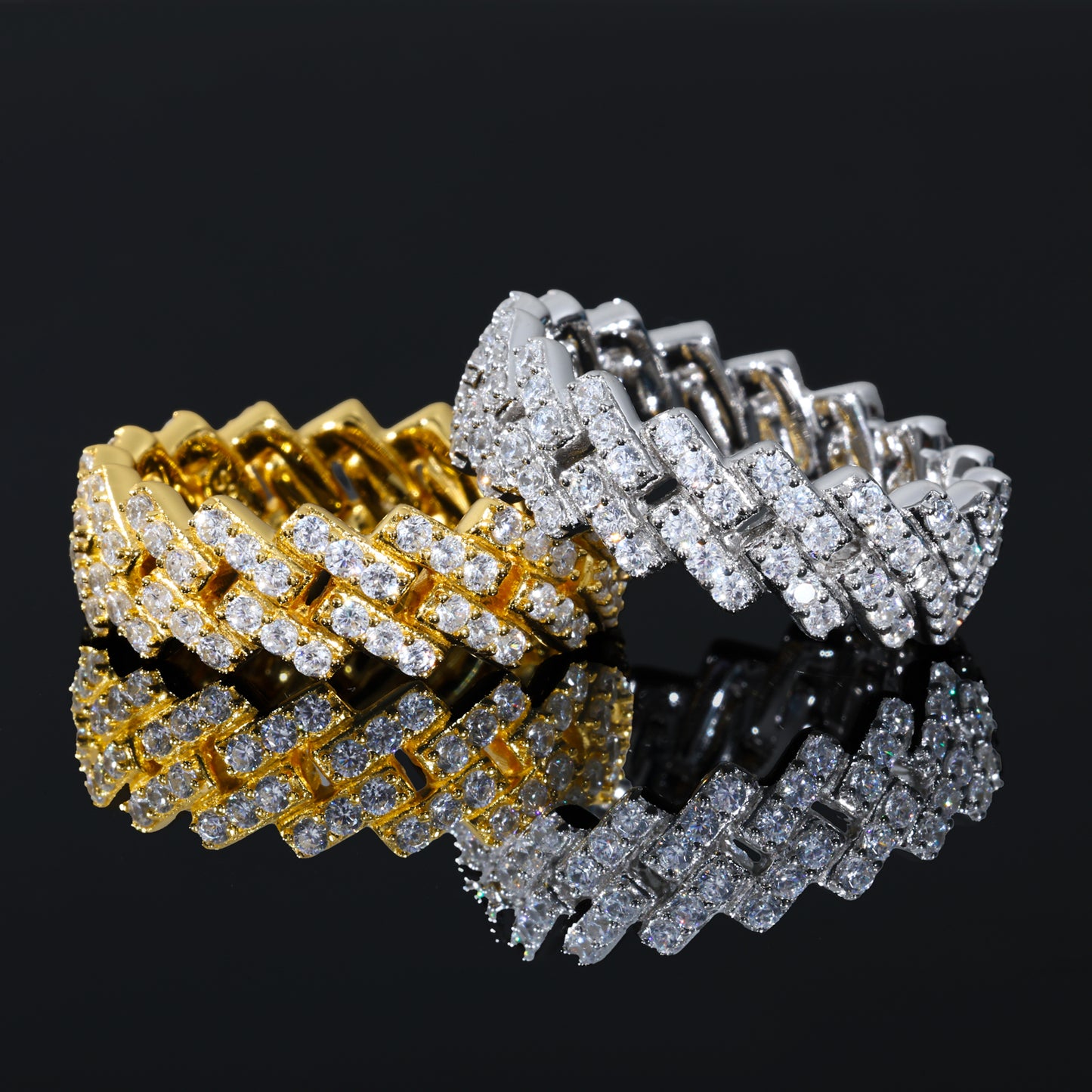 925 Silver Moissanite Iced Link Band Ring TQR0531