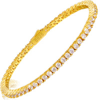 925 Silver Moissanite Gold Finish Box Clasp Tennis Bracelet 3mm 5mm TQB0016