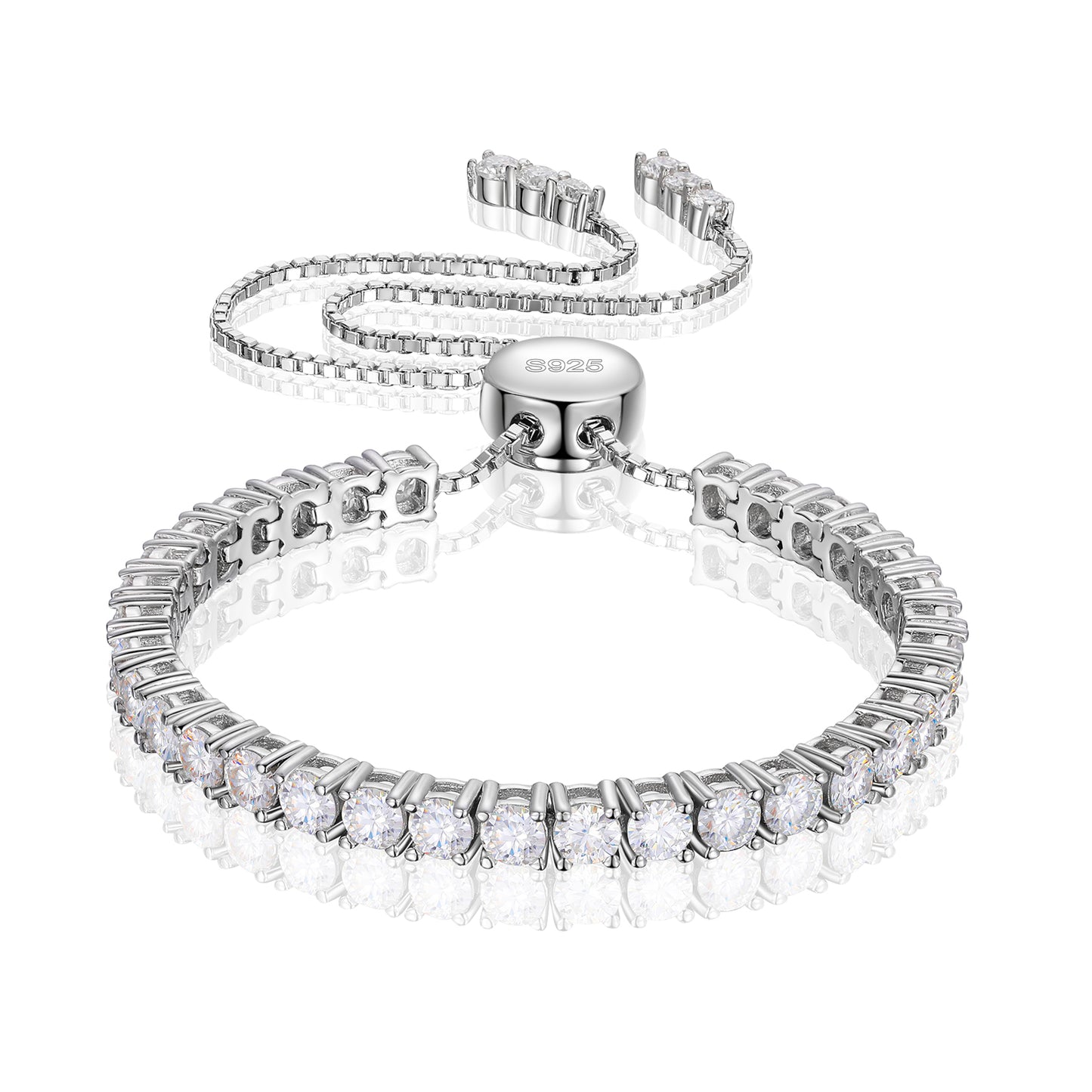 925 Silver Moissanite Adjustable Bolo Tennis Bracelet TQB0097