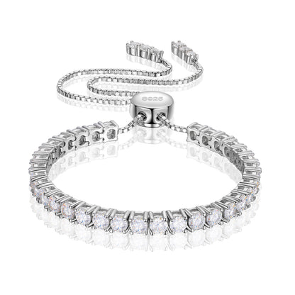 925 Silver Moissanite Adjustable Bolo Tennis Bracelet TQB0097