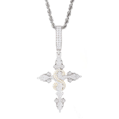 925 Silver Moissanite Serpent Cross Pendant TQP0615