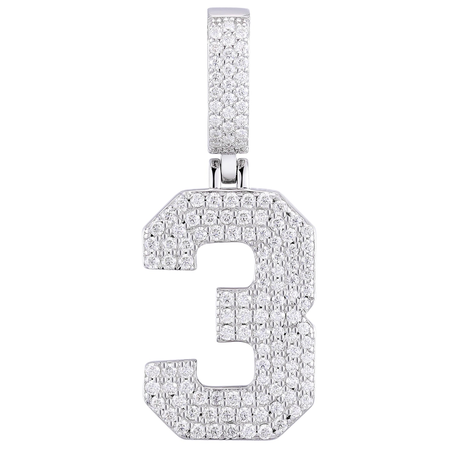 925 Silver Moissanite Iced Out Number Pendant TQP0170