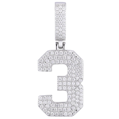 925 Silver Moissanite Iced Out Number Pendant TQP0170