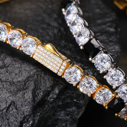925 Silver Moissanite Black Accent Tennis Bracelet TQB0158