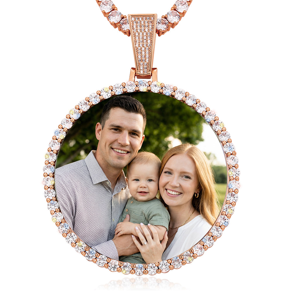 Custom Picture Circle Pendant Iced Hip Hop Photo Jewelry CZP0435