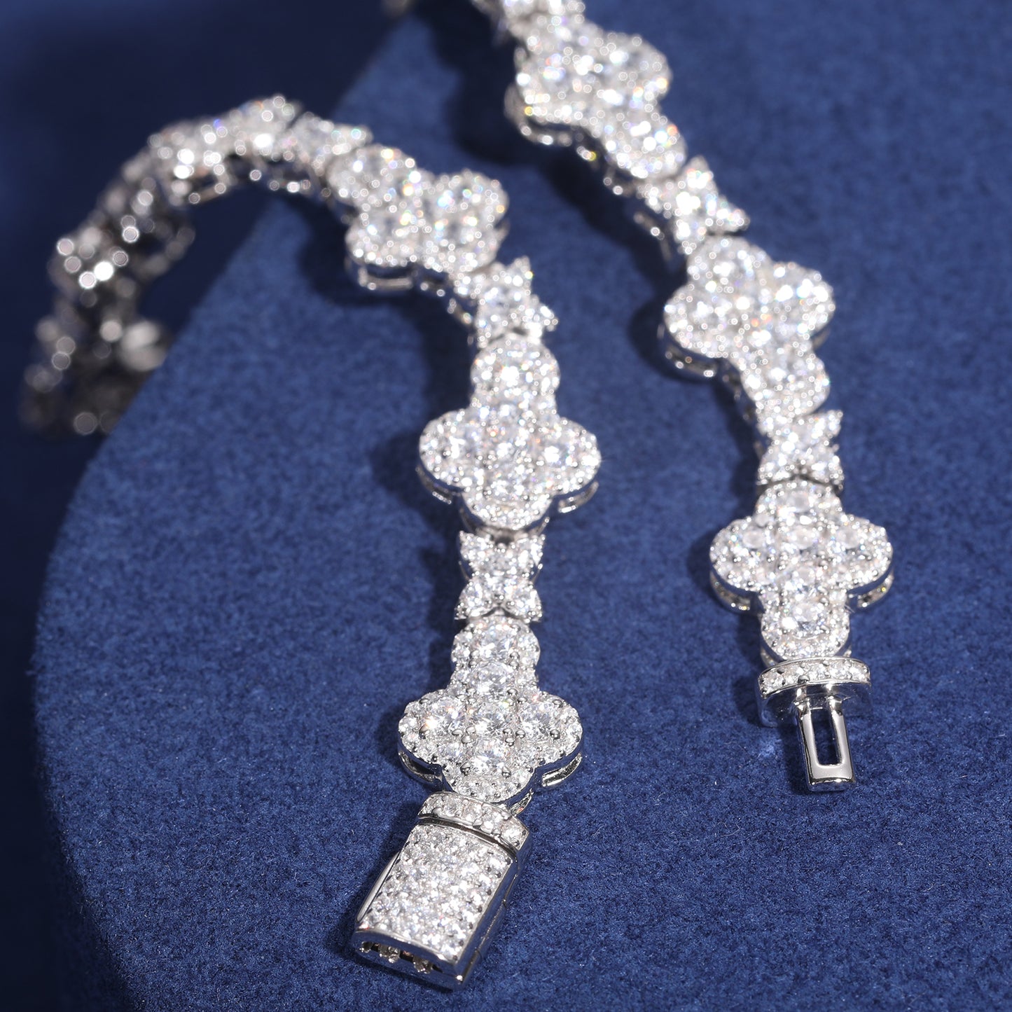 925 Silver Moissanite Clover Star Link Bracelet TQB0129