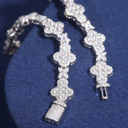 925 Silver Moissanite Clover Star Link Bracelet TQB0129