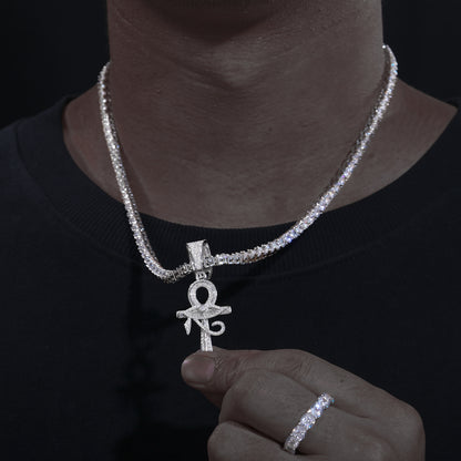 925 Silver Moissanite Iced Out Ankh Cross Pendant TQP0231