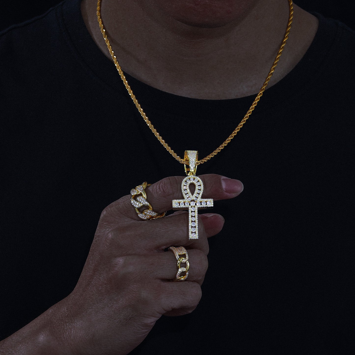 925 Silver Moissanite Egyptian Ankh Pendant TQP0269