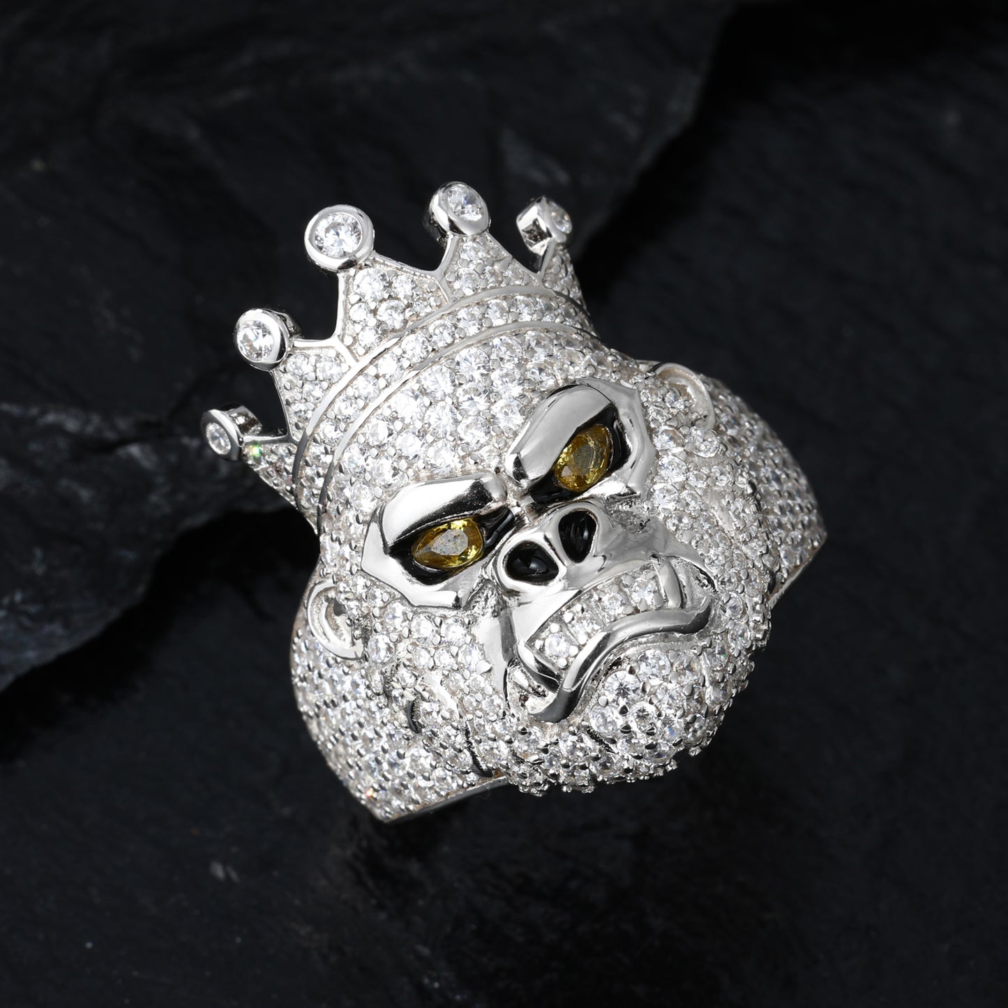 925 Silver Moissanite Crown Gorilla Head Ring for Men TQR0511