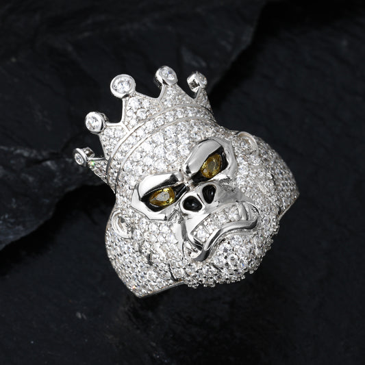 925 Silver Moissanite Crown Gorilla Head Ring for Men TQR0511