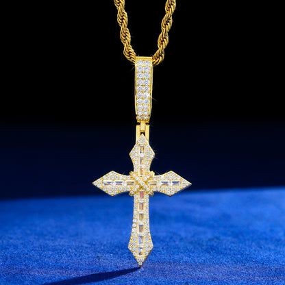 925 Silver Moissanite Fleur Cross Pendant TQP0899