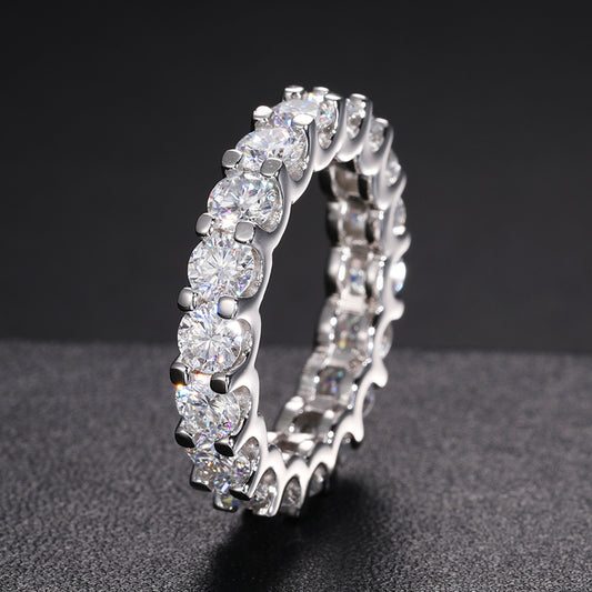 925 Silver Moissanite Shared Prong Eternity Ring TQR0062