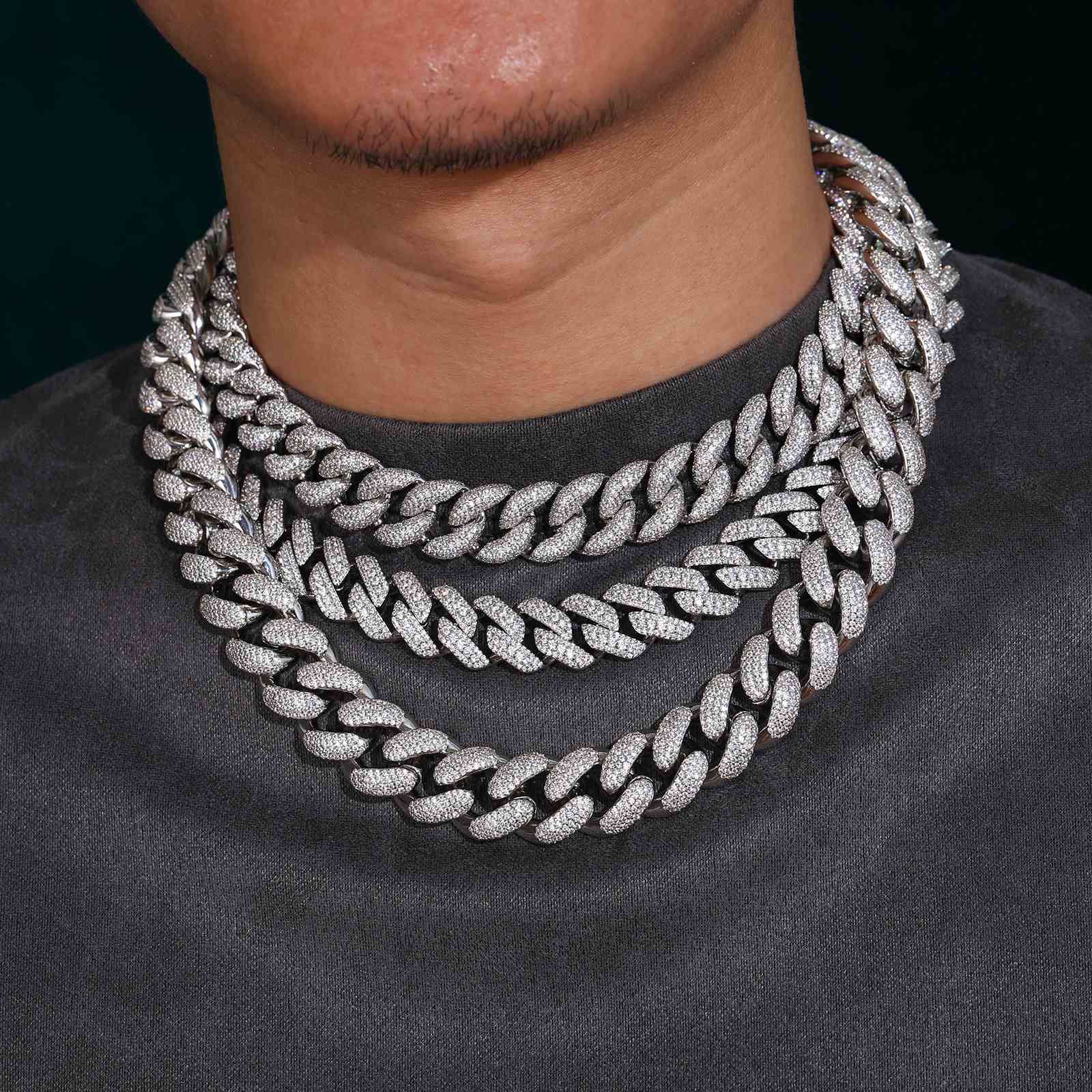 16mm 2 Rows Cuban Link Chain Necklace