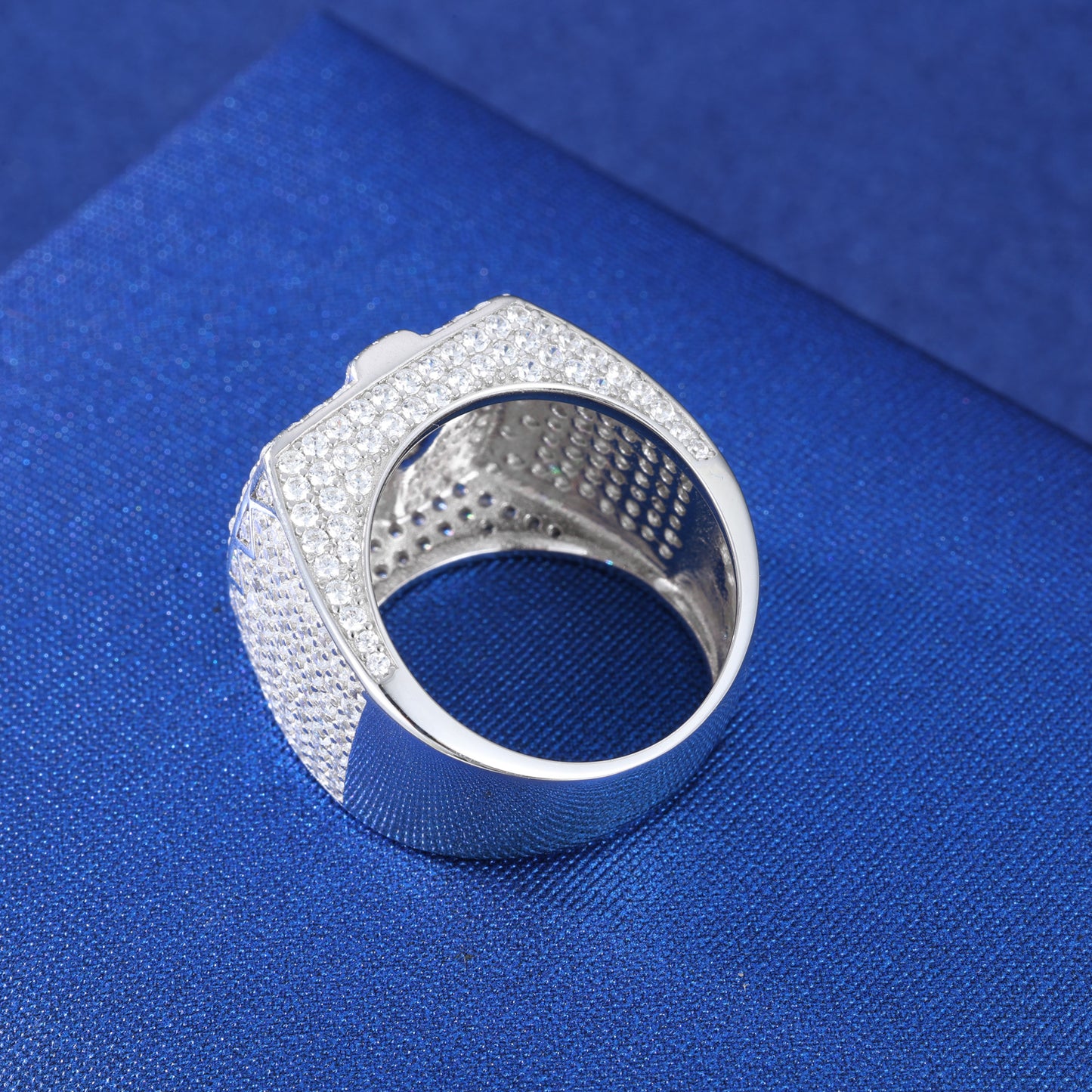 925 Silver Moissanite Baguette Dollar Sign Signet Ring for Men TQR0422