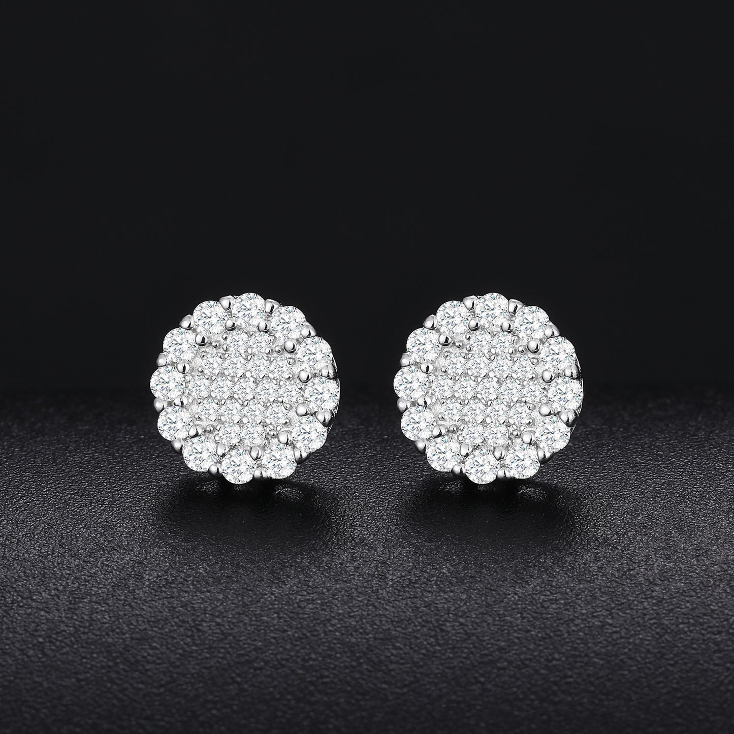 925 Silver Moissanite Round Pave Burst Stud Earrings TQE0153