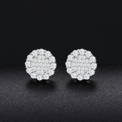 925 Silver Moissanite Round Pave Burst Stud Earrings TQE0153