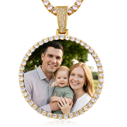 Custom Picture Circle Pendant Iced Hip Hop Photo Jewelry CZP0435