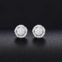 925 Silver Moissanite Octagonal Medallion Cluster Stud Earrings TQE0156