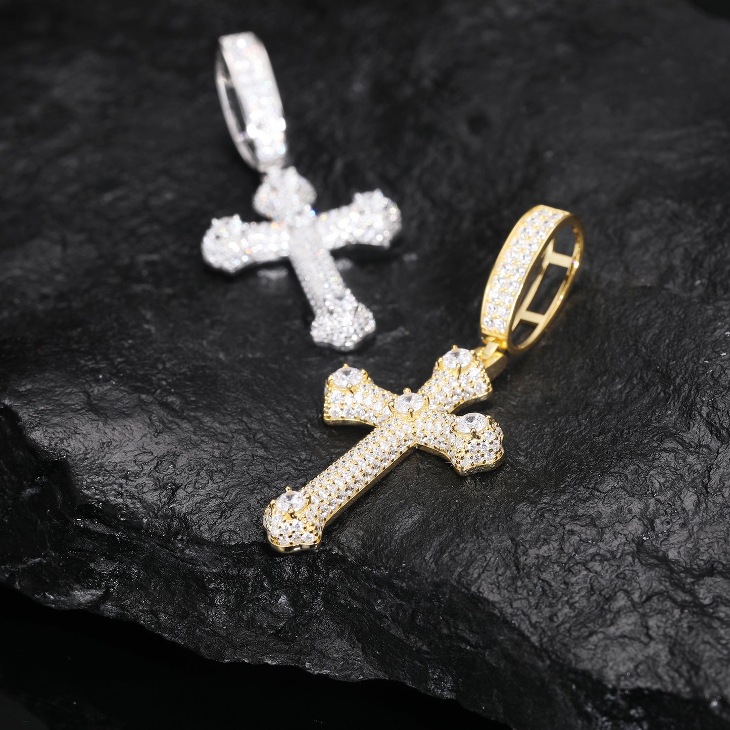 925 Silver Moissanite Bone Cross Pendant TQP0439
